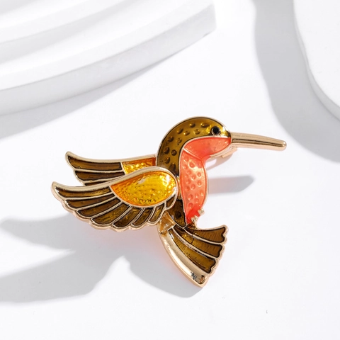 Vintage Legierung Emaille Kolibri Brosche Für Damen Elegante Tier Vogel Reversnadel Modeschmuck Für Anzüge Mäntel Jacken