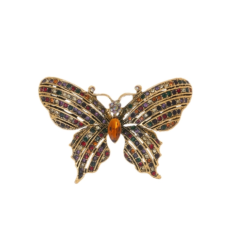 Spilla a Farfalla con Strass Vintage Oro Antico Lega di Zinco Spilla Animale per Donna Uomo Gioielli di Moda Accessori Abbigliamento