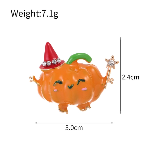 Spilla a Forma di Cappello da Mago Zucca di Halloween Lega di Zinco Strass Gocciolante Pin Moda Festa Accessorio Donna Uomo Gioielli