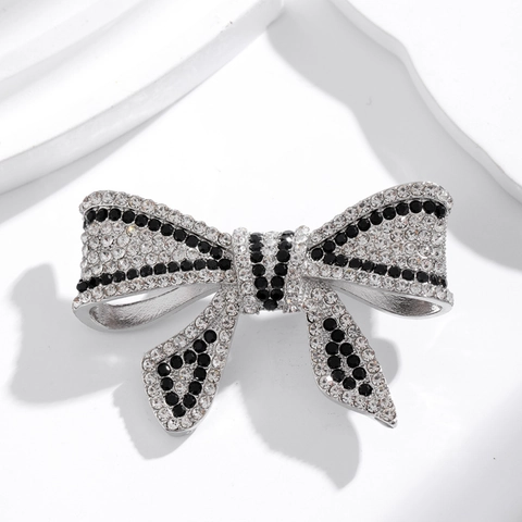 Spilla a Fiocco in Lega con Strass Vintage per Donna Spilla a Fiocco di Fascia Alta con Intarsio di Künstliche Perle per Banchetto Matrimonio