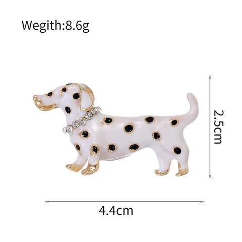 Cute Cartoon Dachshund Animal Brooch For Women Girls Enamel Oil Drip Polka Dot Dog Pin Alloy Rhinestone Accessories For Bags Hats