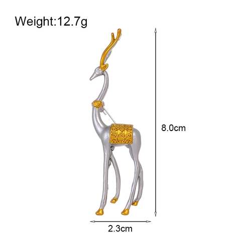 Elegante Spilla a Forma di Alce in Lega di Zinco Bicolore Galvanizzata Spilla per Animali per Donna Giacca Cappotto Accessorio