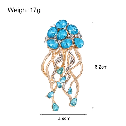 Élégante Broche Méduse en Alliage Strass Animal Marin Pour Décoration de Vêtements Femmes Hommes Bijoux de Mode Accessoire