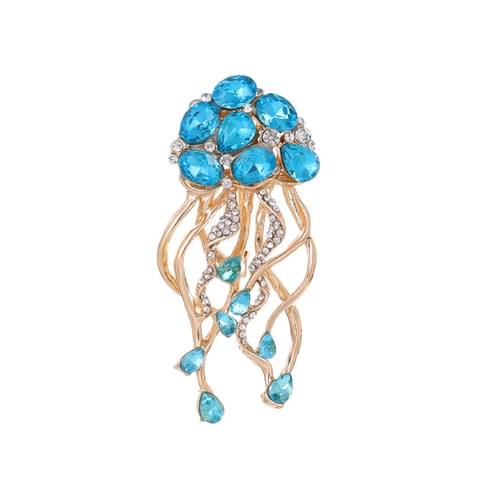 Élégante Broche Méduse en Alliage Strass Animal Marin Pour Décoration de Vêtements Femmes Hommes Bijoux de Mode Accessoire