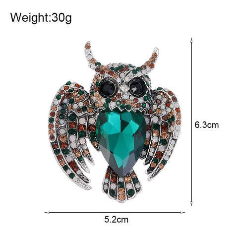 Spilla Civetta Vintage in Lega di Zinco per Donna Moda Animale Strass Cristallo Corsage Abbigliamento Gioielli Accessori