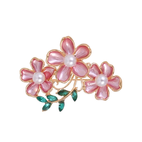 Elegante Kamelie Blumen Brosche Für Damen Künstliche Perle Grüne Strass Eingelegte Legierung Pin Mode Kleid Schmuck Zubehör