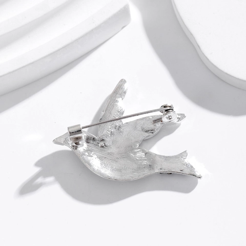 Spilla a Forma di Uccello in Volo Colomba della Pace per Uomo Donna in Lega di Zinco Con Strass e Smalto Spilla Anti-Esposizione