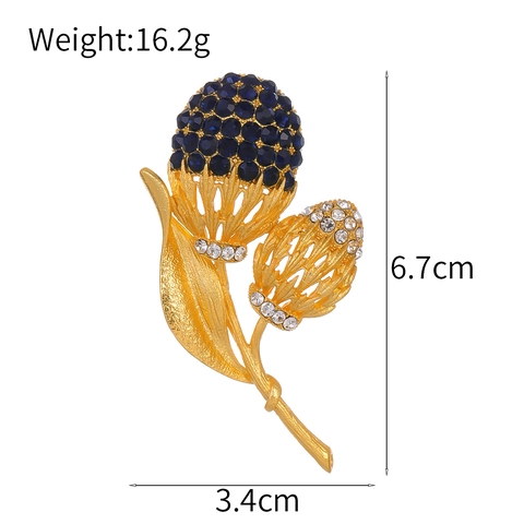 Vintage Elegante Zinklegierung Strass Blumen Brosche Pin Für Damen Mode Botanisch Floraler Anzug Corsage Schmuck Geschenk