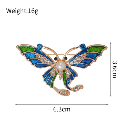 Französische Vintage Schmetterling Brosche Goldfarben Strass Künstliche Perle Emaille Pin Für Damen Herren Hochzeit Schmuck