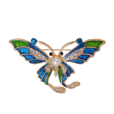 Französische Vintage Schmetterling Brosche Goldfarben Strass Künstliche Perle Emaille Pin Für Damen Herren Hochzeit Schmuck