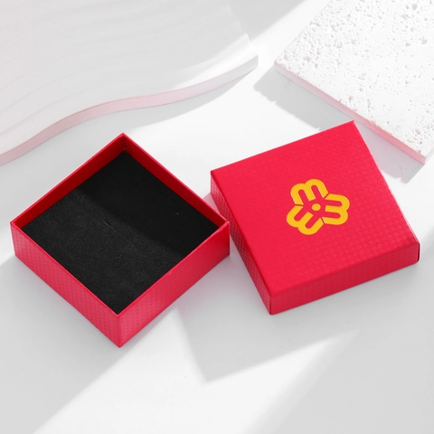 Joyero Cuadrado de Material Compuesto Estilo Chino Caja de Embalaje de Regalo para Broches Letras Doradas Organizador de Joyas