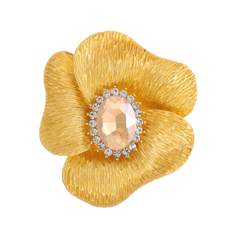 Vintage Elegant Zinc Alloy Flower Brooch For Women High Grade Rhinestone Inlaid Corsage Pin For Wedding Banquet Fashion Jewelry