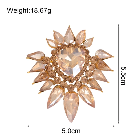 Vintage Strass Blume Rhombus Brosche Für Damen Elegant Zinklegierung Sonnenstrahl Kristall Brustnadel Hochzeit Party Schmuck