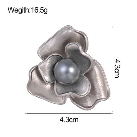 Elegante Spilla a Forma di Fiore di Camelia con Perla Artificiale Lega di Zinco Vintage per Giacca da Donna Gioielli