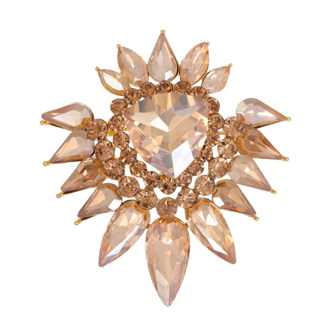 Vintage Strass Blume Rhombus Brosche Für Damen Elegant Zinklegierung Sonnenstrahl Kristall Brustnadel Hochzeit Party Schmuck