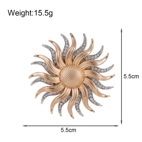 Spilla a Forma di Girasole in Strass Bicolore Vintage per Donna Spilla Retrò a Raggi Solari Gioielli di Moda Elegante Accessorio per Corsage