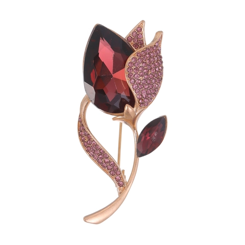 Elegante Spilla a Forma di Fiore di Tulipano per Donna in Lega di Zinco con Strass e Cristallo Artificiale Accessorio per Abiti