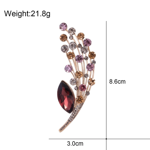 Vintage Legierung Strass Blatt Brosche Mit Rotem Marquise Kristall Elegant Anstecknadel Für Damen Hochzeit Party Schmuck