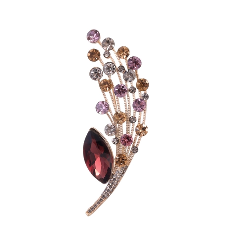 Vintage Legierung Strass Blatt Brosche Mit Rotem Marquise Kristall Elegant Anstecknadel Für Damen Hochzeit Party Schmuck
