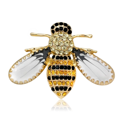 Spilla Vintage di Lusso a Forma di Ape per Uomo e Donna in Lega d'Oro Strass Smalto Insetto Corsage Gioielli Regalo