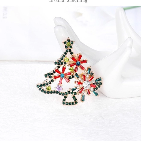 Fashion Alloy Rhinestone Christmas Tree Brooch Pin For Women Men Colorful Crystal Festive Clothing Accessory Jewelry Gift