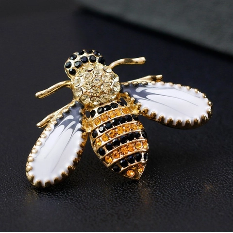 Spilla Vintage di Lusso a Forma di Ape per Uomo e Donna in Lega d'Oro Strass Smalto Insetto Corsage Gioielli Regalo