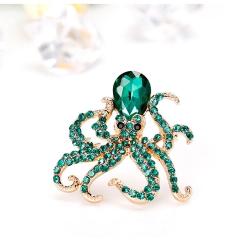 Broche Poulpe Vintage pour Hommes et Femmes en Alliage Incrusté de Strass Bijoux Accessoires pour Costume Créature Marine