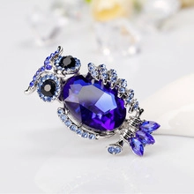 Vintage Legierung Eule Brosche Für Damen Luxus Blau Lila Strass Tier Vogel Reversnadel Mode Schmuck Kleid Zubehör
