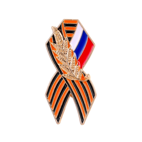 Broche de Cinta de San Jorge Rusia Aleación de Zinc Espiga de Trigo Bandera Patriótica Esmalte Pin Unisex Joyería Conmemorativa