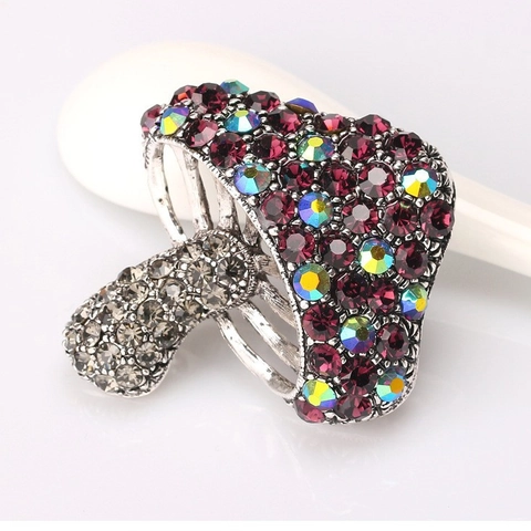 Spilla a Forma di Fungo Vintage in Lega di Zinco Con Strass Colorati Stile Pastorale Cristallo Intarsiato Gioielli di Moda Regalo per Uomo Donna