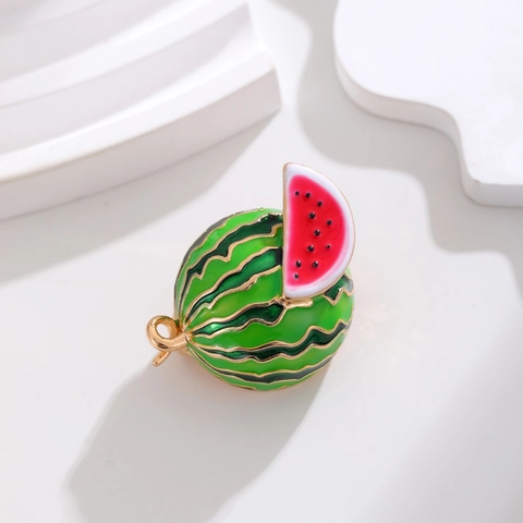 Fashion Creative Watermelon Enamel Brooch Zinc Alloy Drip Oil Fruit Lapel Pin For Women Clothing Accessories Corsage