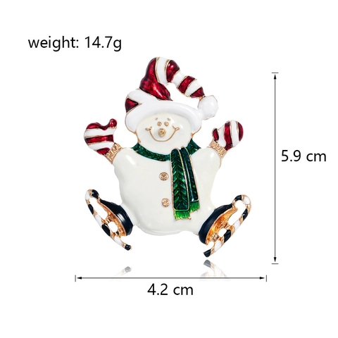 Broche de Noël Bonhomme de Neige Patinage Émail Alliage de Zinc Huile d'Égouttage Épingle de Revers Bijoux Cadeau pour Femmes Hommes