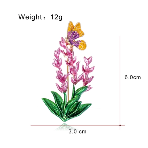 Spilla Farfalla Lavanda Mughetto in Smalto per Donna Spilla in Lega di Zinco Botanica Floreale Gioielli di Moda Accessorio Abbigliamento