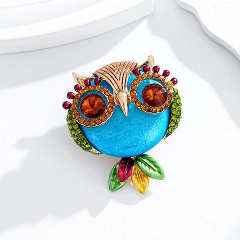 Vintage Legierung Strass Eule Brosche Emaille Tier Reversnadel Mode Schmuck Zubehör Für Damen Herren Bekleidung Dekor