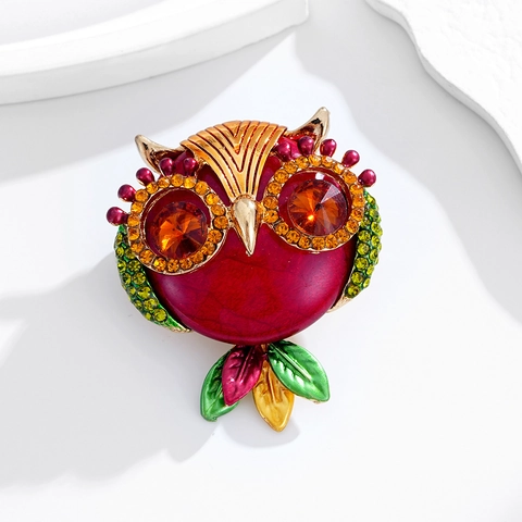 Vintage Legierung Strass Eule Brosche Emaille Tier Reversnadel Mode Schmuck Zubehör Für Damen Herren Bekleidung Dekor