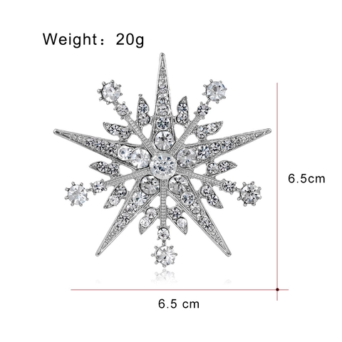 Nouvelle Broche Étoile à Huit Branches Coréenne pour Femmes Broche de Revers en Alliage de Zinc Strass Flocon de Neige Accessoires de Costume Élégants