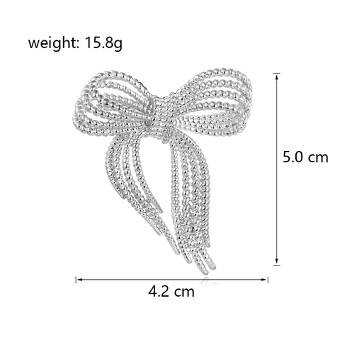 Elegant Zinc Alloy Bow Brooch For Women High Sense Fashion Beaded Texture Ribbon Pin Vintage Metal Corsage Jacket Accessory Gift