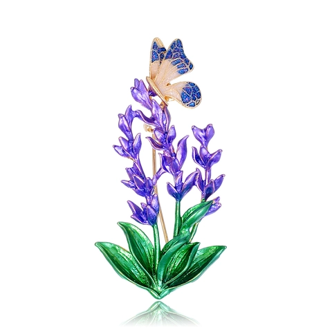Spilla Farfalla Lavanda Mughetto in Smalto per Donna Spilla in Lega di Zinco Botanica Floreale Gioielli di Moda Accessorio Abbigliamento