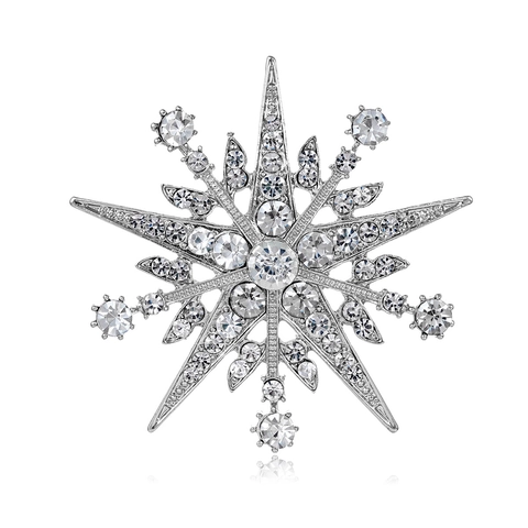 Nouvelle Broche Étoile à Huit Branches Coréenne pour Femmes Broche de Revers en Alliage de Zinc Strass Flocon de Neige Accessoires de Costume Élégants