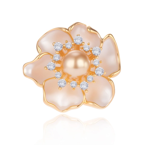Elegante Spilla a Fiore di Camelia in Lega di Zinco per Donna Con Perla Artificiale e Strass Spilla Decorativa da Corsage Dolce Moda
