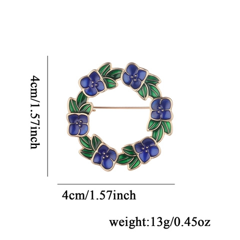 Vintage Alloy Enamel Flower Wreath Brooch Elegant Floral Garland Pin For Women Suit Coat Dress Jewelry Accessory