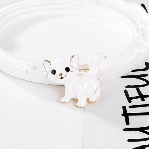 Simpatica Spilla in Smalto a Forma di Gatto in Lega con Strass Animale Bianca Placcata Oro Accessorio Gioiello Anti-esposizione Donna Bambini