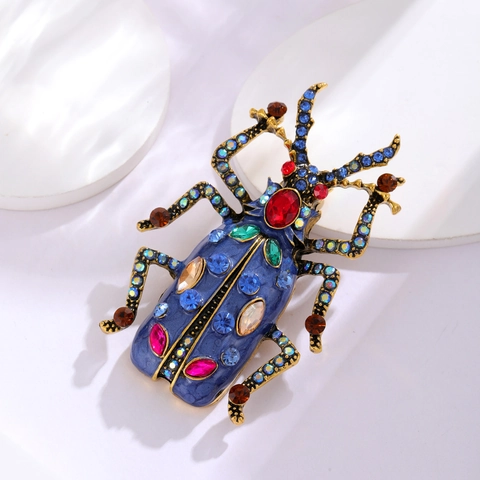 Vintage Emaille Käfer Brosche Für Damen Legierung Strass Bunter Insekten Pin Luxus Barock Bankett Party Schmuck Zubehör