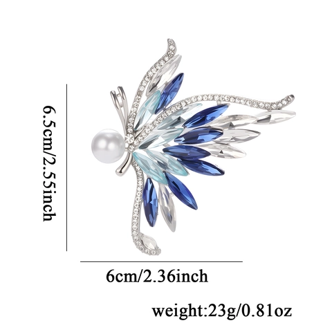 Elegant Butterfly Brooch Pin Zinc Alloy Gradient Rhinestone Artificial Pearl Corsage Accessories For Women Banquet Party Jewelry