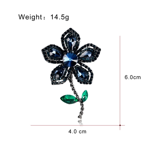 Vintage Gewehrschwarz Blume Brosche Strass Eingelegt Kristall Floral Pin Für Damen Elegante Mode Brosche Schmuck Zubehör