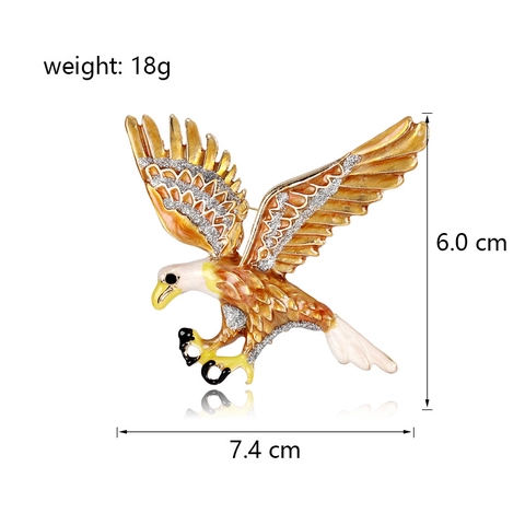 Broche de Águila Vintage para Mujeres Hombres Aleación Diamantes de Imitación Esmalte Animal Pájaro Alfiler Moda Pintado Joyería Accesorio Regalo