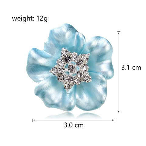French Elegant Floral Brooch For Women Zinc Alloy Rhinestone Flower Petal Lapel Pin Delicate Pearlescent Jewelry Accessories