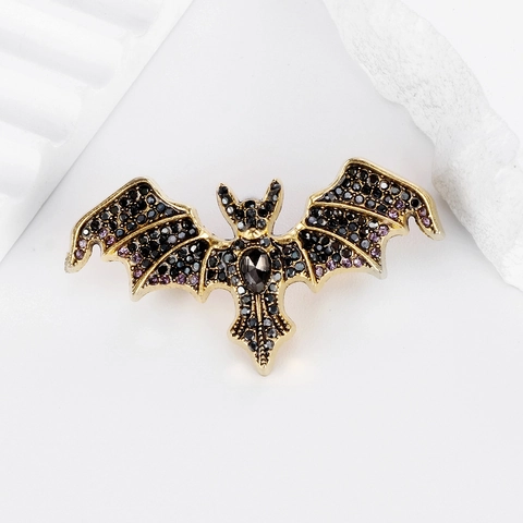 Spilla a Forma di Pipistrello Gotico Vintage in Lega Con Strass Intarsiati Pin Animale per Halloween Festa Unisex Gioielli