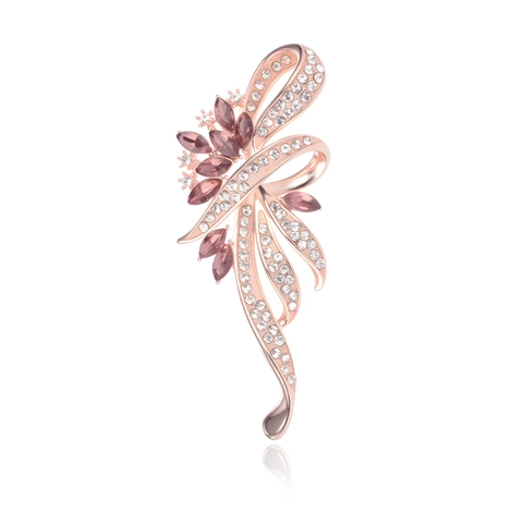 Elegant Bowknot Flower Brooch Zinc Alloy Rhinestone Decorative Pin For Suits Banquet Women Accessories