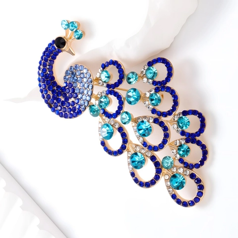 Spilla a Pavone in Lega Vintage Con Strass per Donna Placcata in Oro Elegante Spilla a Forma di Animale Accessori per Banchetto